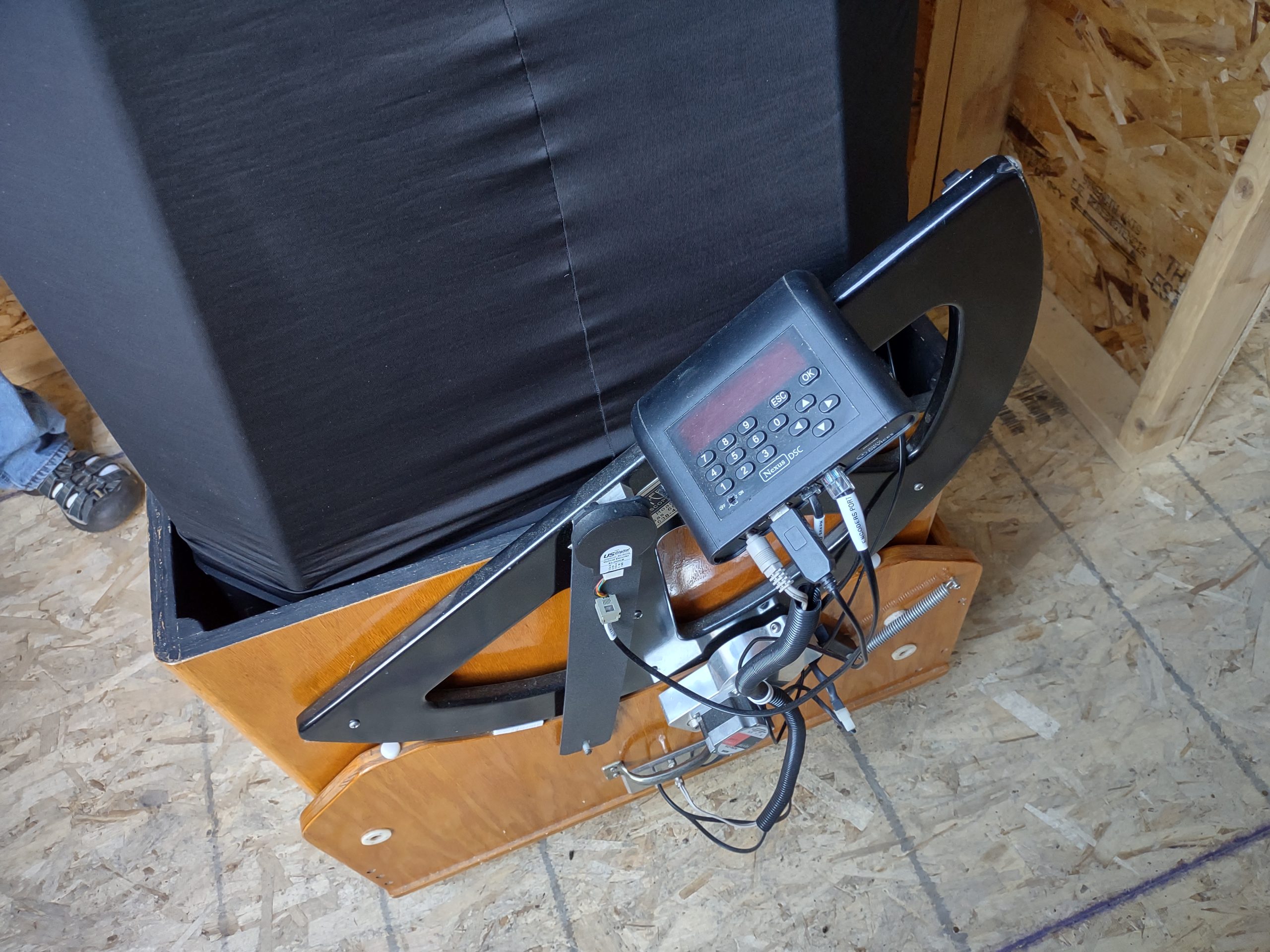 Control panel of the 18" dobsonian telescope inside of Sola Fide observatory dome.